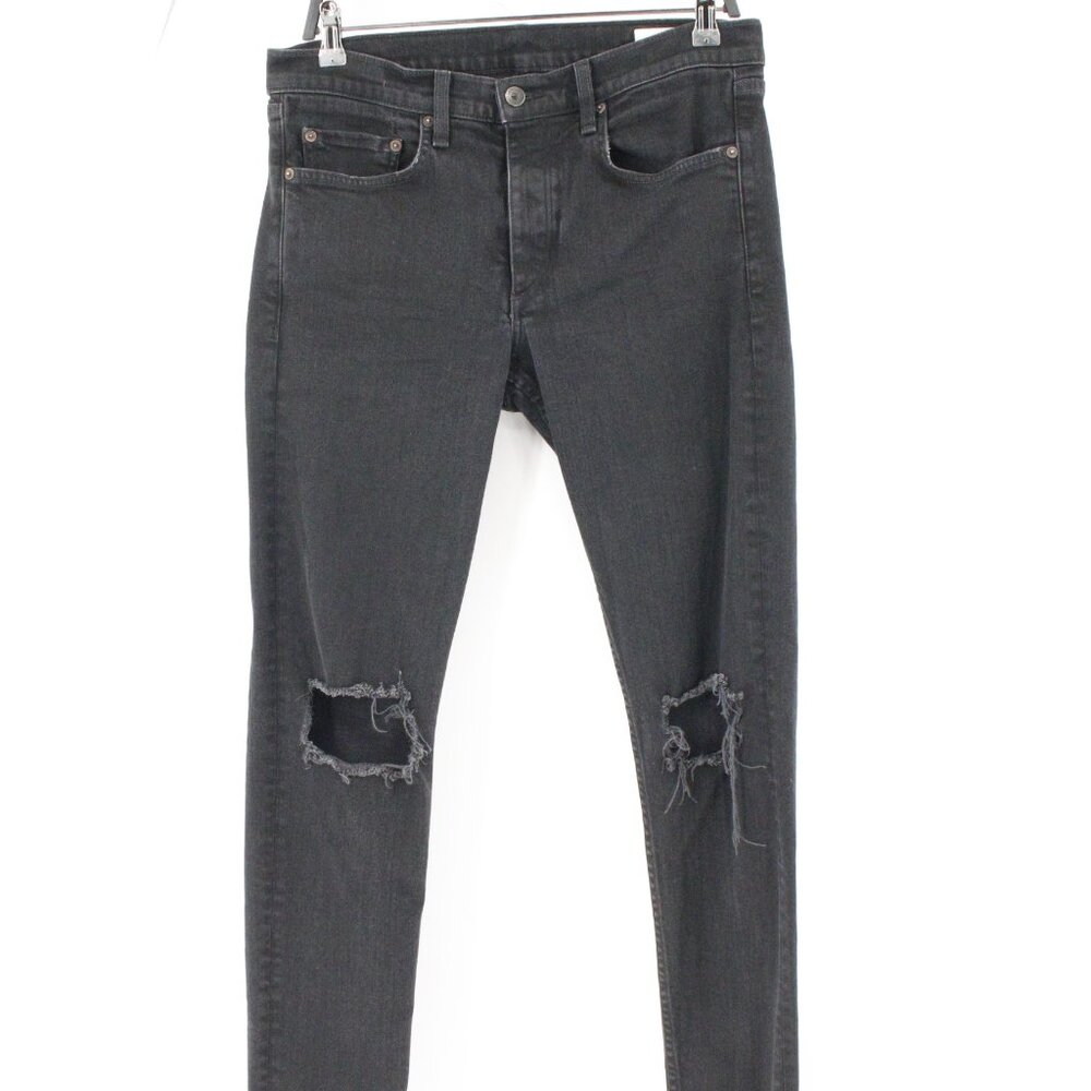 Rag bone jeans mens 33 L33 fit 1 extra slim standard button fly black destroyed